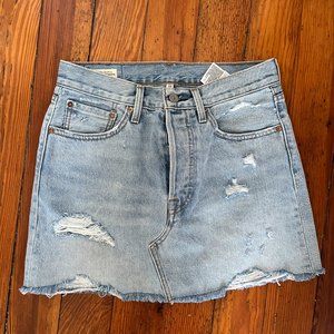 Levi's Distressed Light Wash Denim Mini Skirt
